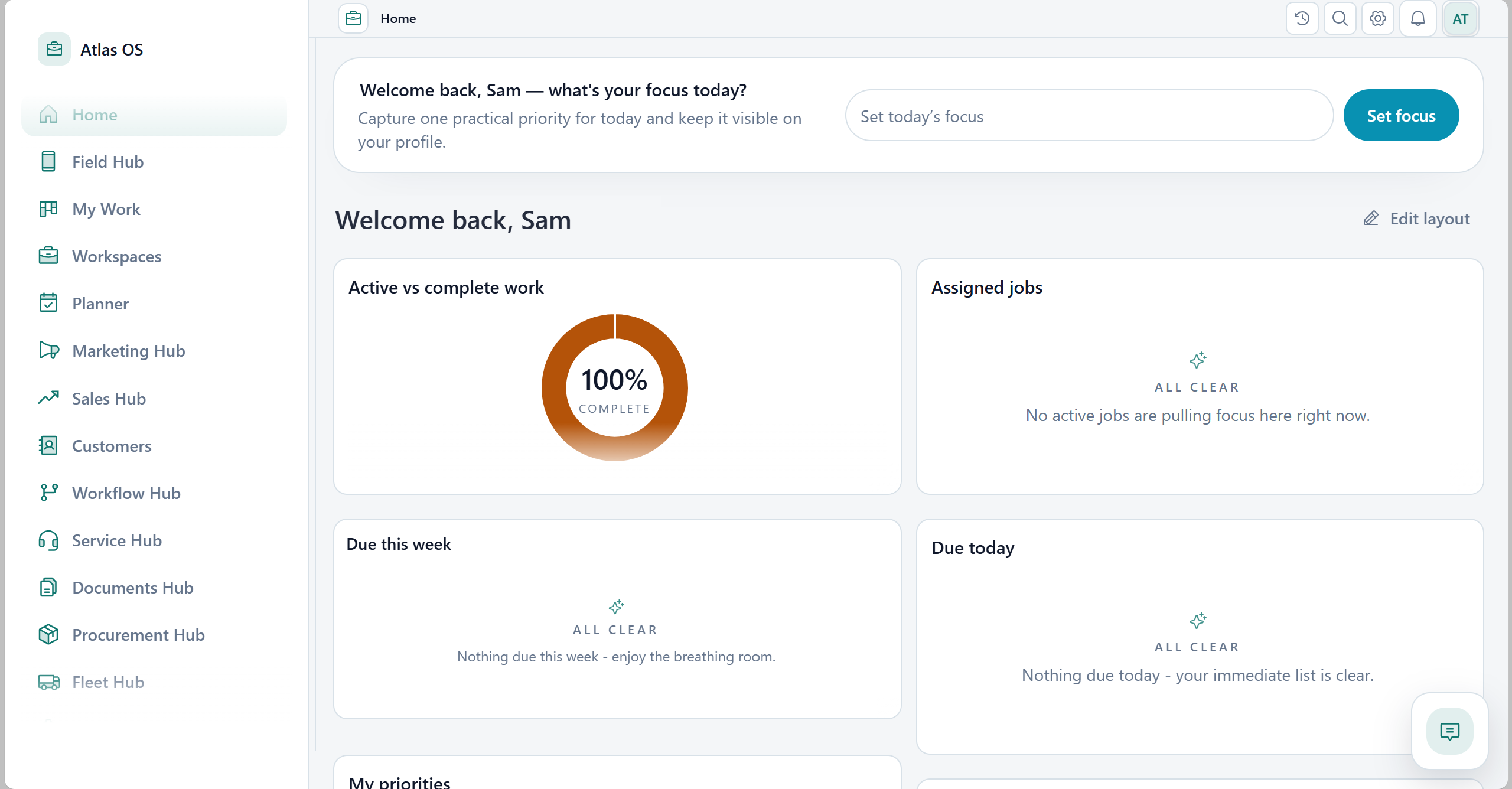 Atlas OS dashboard