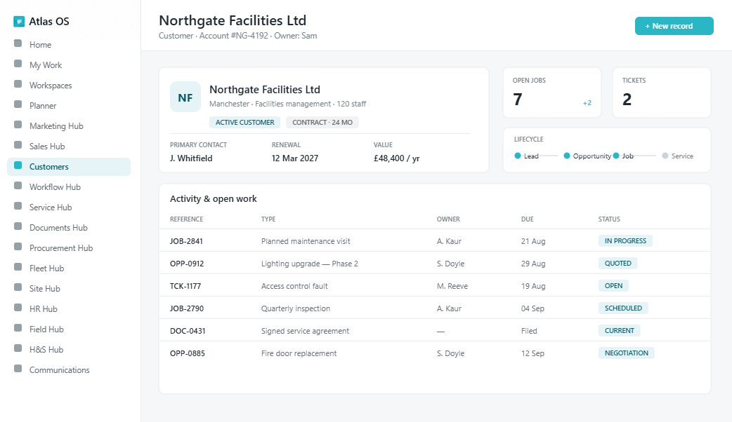 Atlas customer record
